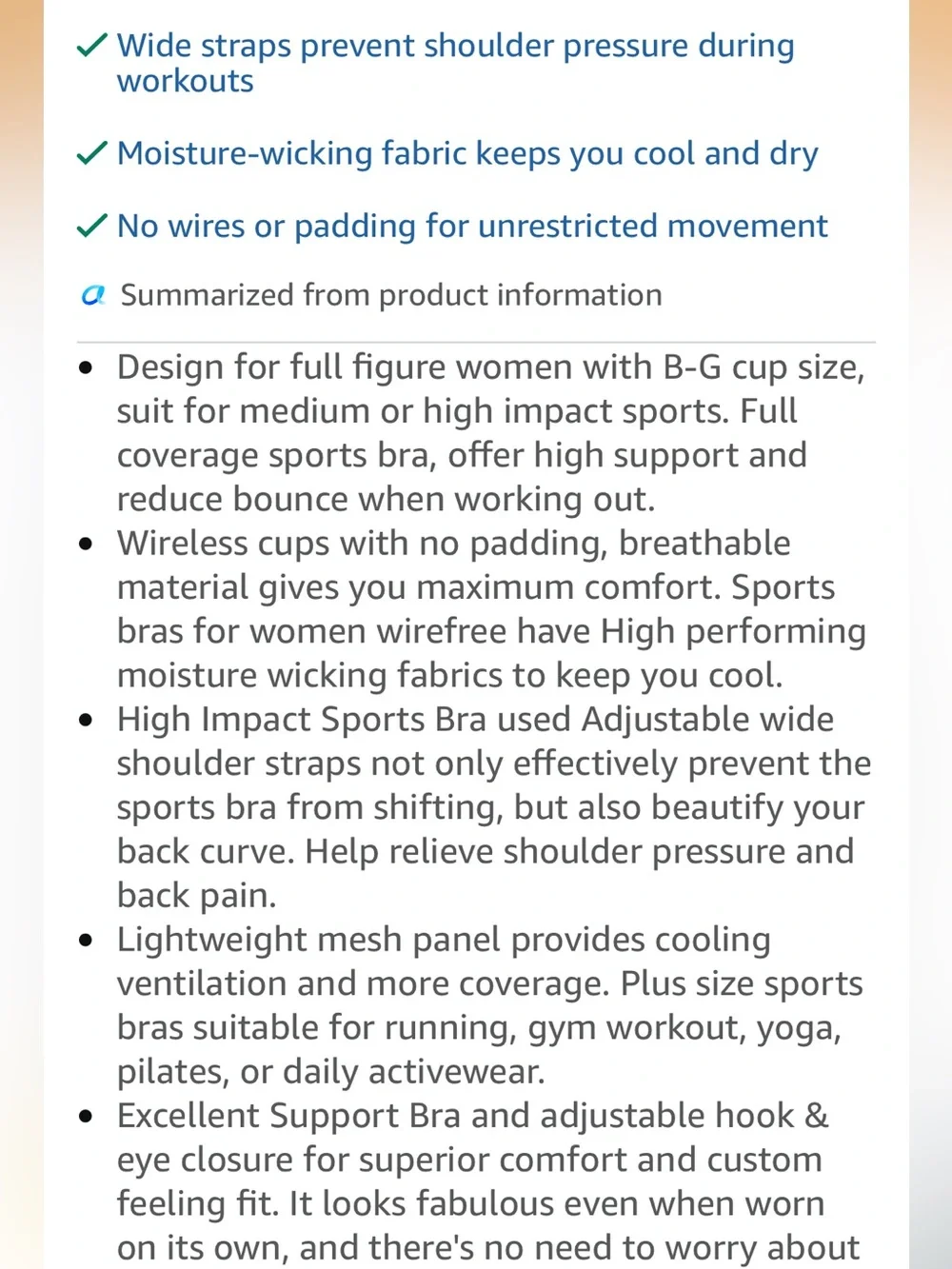 Women's Sports Bra High Impact Large Bust Full Coverage Workout Bras Adjustable